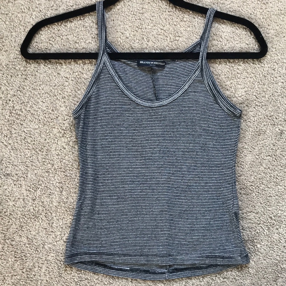 Brandy Melville Striped Black and White Tank Top